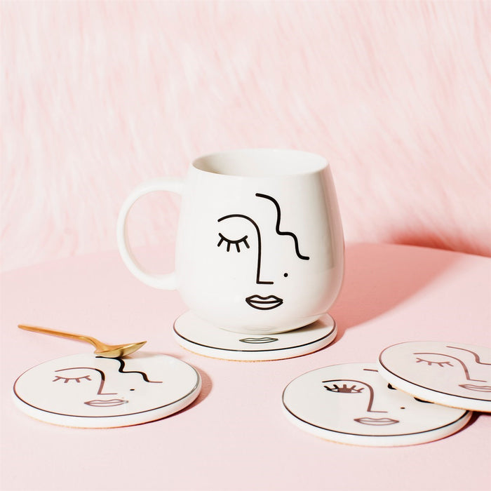 Abstract Face White Mug - Modern Home Interiors