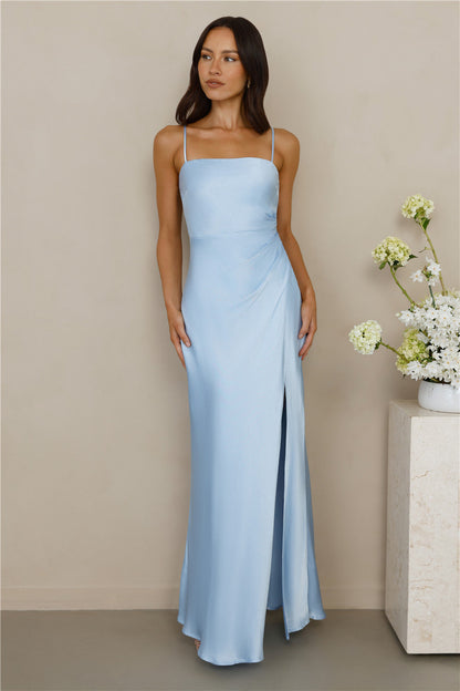 The Violetta Satin Maxi Dress Blue