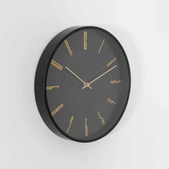 Black 12" Modern Analogue Clock - Modern Home Interiors