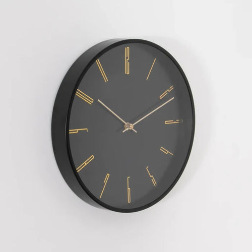 Black 12" Modern Analogue Clock - Modern Home Interiors