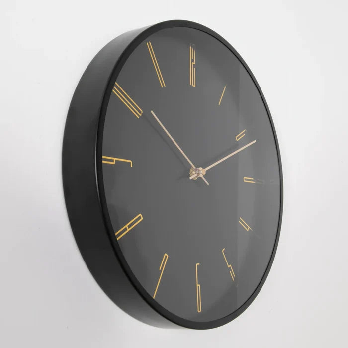 Black 12" Modern Analogue Clock - Modern Home Interiors
