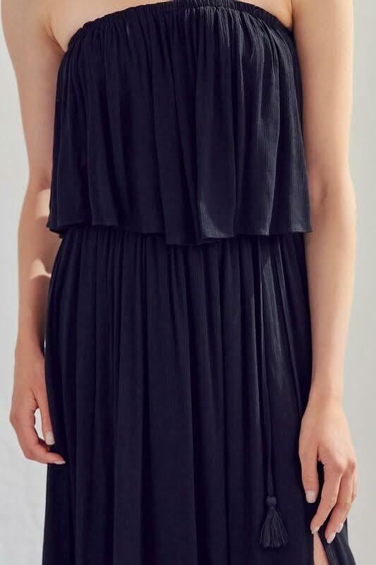 Monaco Black Strapless Maxi Dress