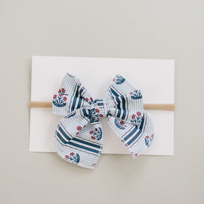Block Print Floral Hair Bow
