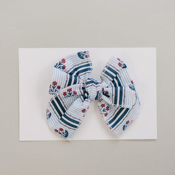 Block Print Floral Hair Bow