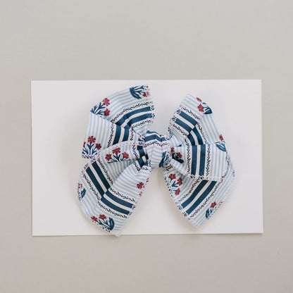 Block Print Floral Hair Bow