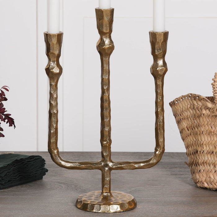 Brass Plated Candle Holder 35cm - Modern Home Interiors