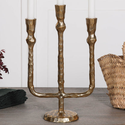 Brass Plated Candle Holder 35cm - Modern Home Interiors