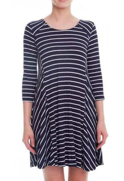 Maybe Baby Navy Striped Swing Dress