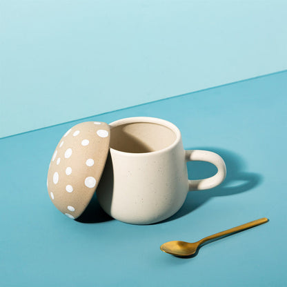Cream Mushroom Mug With Lid - Modern Home Interiors