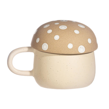 Cream Mushroom Mug With Lid - Modern Home Interiors