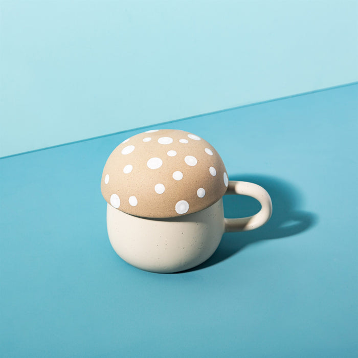 Cream Mushroom Mug With Lid - Modern Home Interiors
