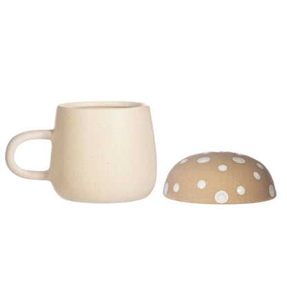 Cream Mushroom Mug With Lid - Modern Home Interiors