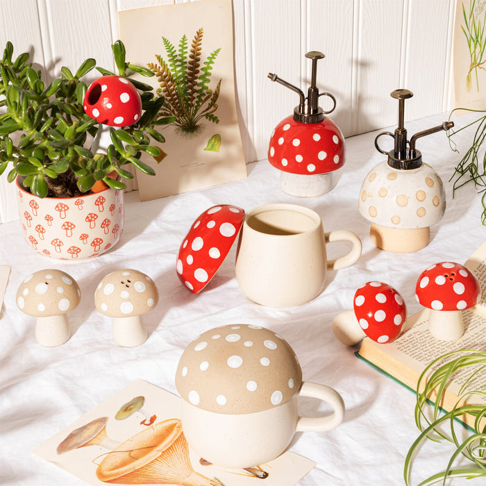 Cream Mushroom Mug With Lid - Modern Home Interiors
