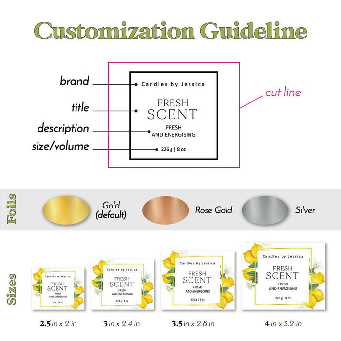 Custom Lemon Candle Label Stickers - XOXOKristen