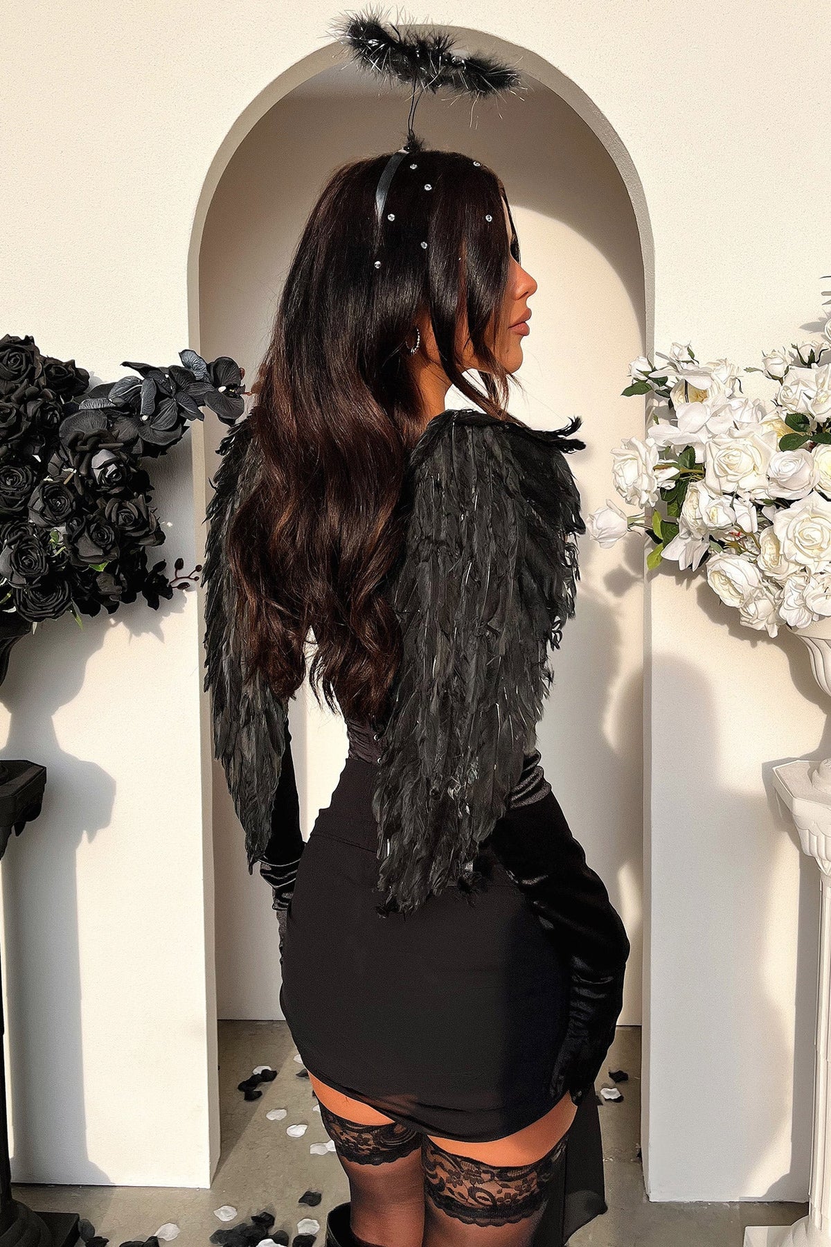 Ivy Satin Gloves - Black