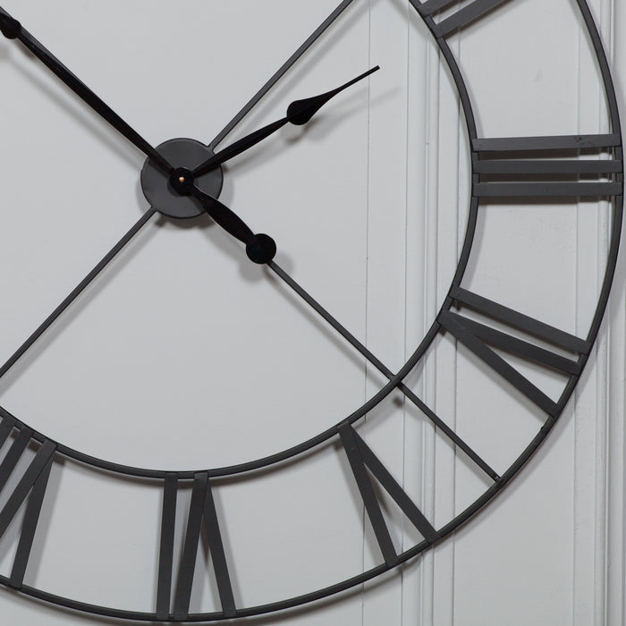 Extra Large 110cm Black Metal Wall Clock - Modern Home Interiors