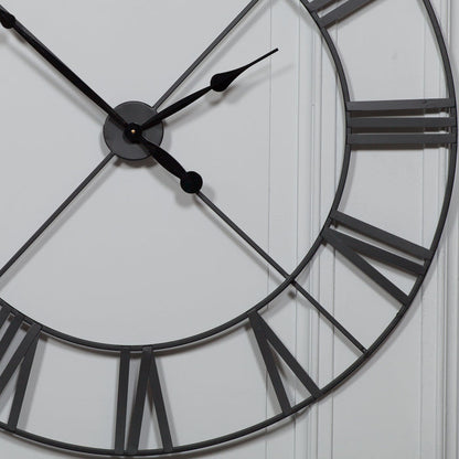 Extra Large 110cm Black Metal Wall Clock - Modern Home Interiors