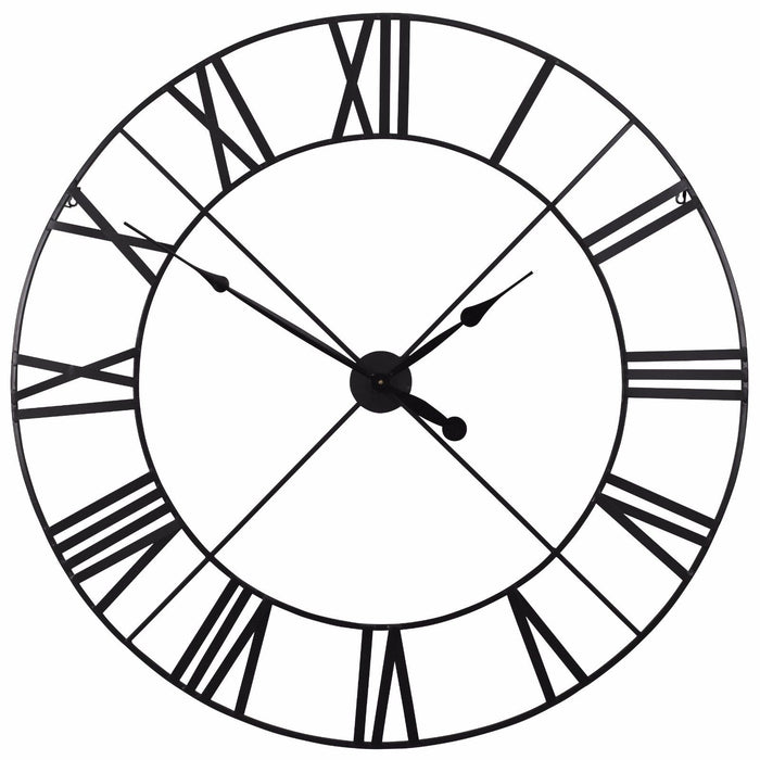 Extra Large 110cm Black Metal Wall Clock - Modern Home Interiors
