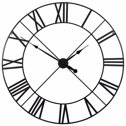 Extra Large 110cm Black Metal Wall Clock - Modern Home Interiors