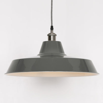 Factory Style Grey Enamel Painted 46cm Pendant Light - Modern Home Interiors