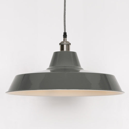 Factory Style Grey Enamel Painted 46cm Pendant Light - Modern Home Interiors