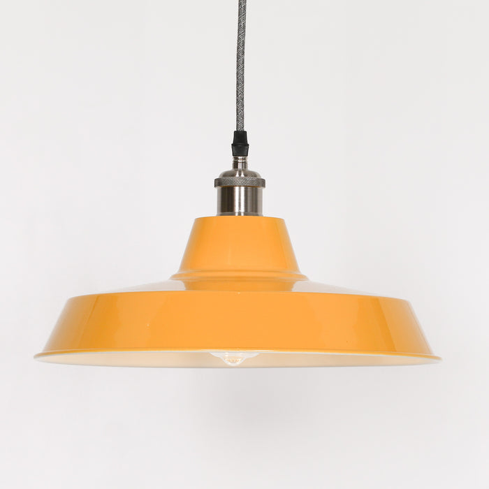 Factory Style Mustard Yellow Enamel Painted 36cm Pendant Light - Modern Home Interiors