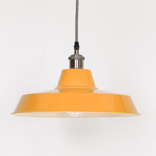 Factory Style Mustard Yellow Enamel Painted 36cm Pendant Light - Modern Home Interiors