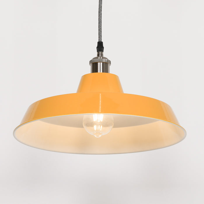 Factory Style Mustard Yellow Enamel Painted 36cm Pendant Light - Modern Home Interiors