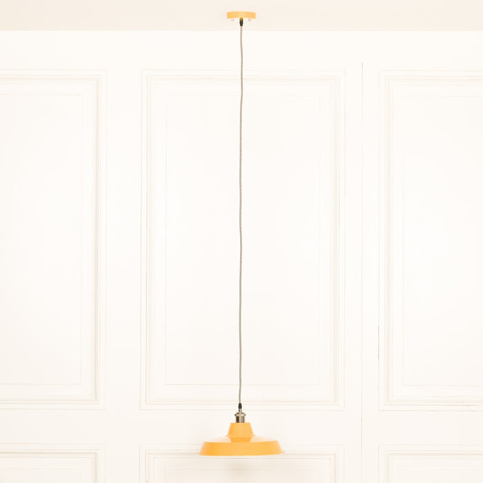 Factory Style Mustard Yellow Enamel Painted 36cm Pendant Light - Modern Home Interiors