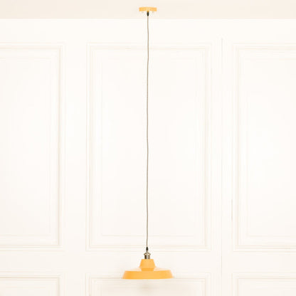 Factory Style Mustard Yellow Enamel Painted 36cm Pendant Light - Modern Home Interiors