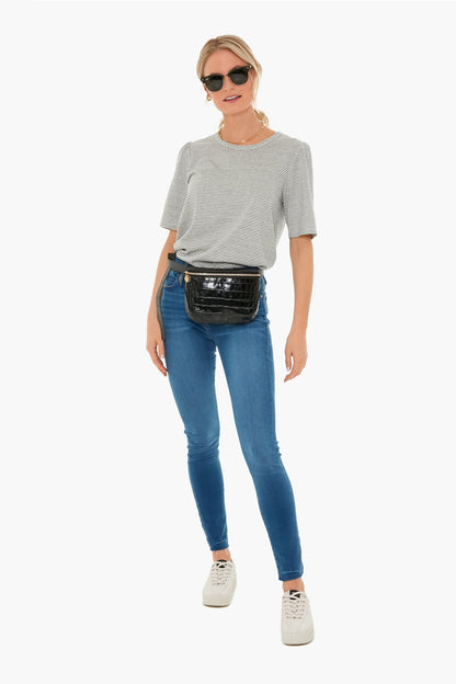 Black Croco Fanny Pack