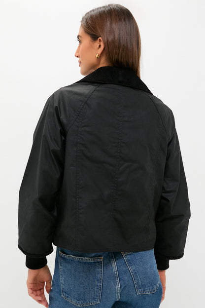 Black Cropped Beadnell Wax Jacket