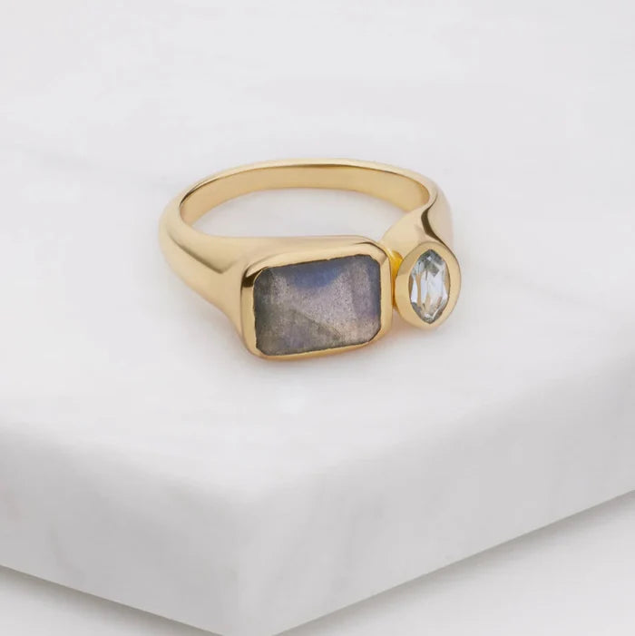 Hazel Ring - Labradorite/Blue Topaz