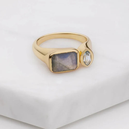Hazel Ring - Labradorite/Blue Topaz