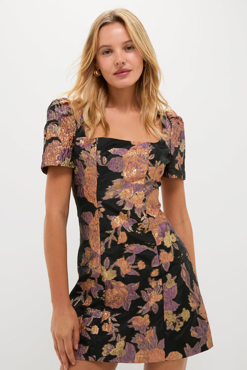 Black & Russet Jacquard Winthrop Mini Dress