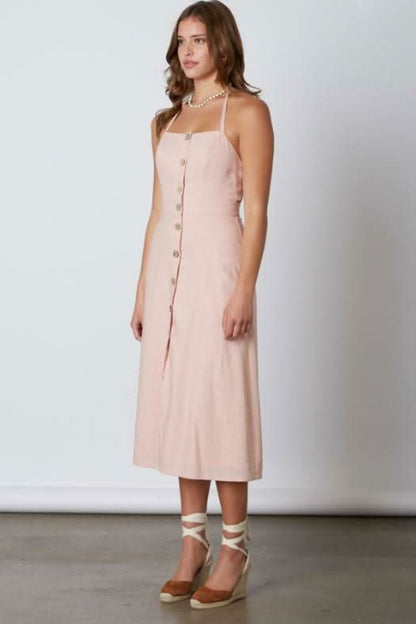 Parga Blush Tie-Back Midi Dress