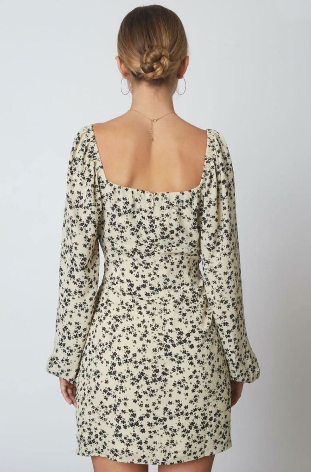 Out Together Ecru Floral Long Sleeve Mini Dress