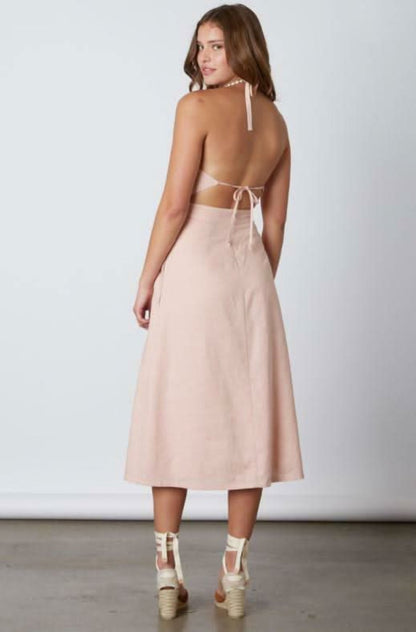 Parga Blush Tie-Back Midi Dress