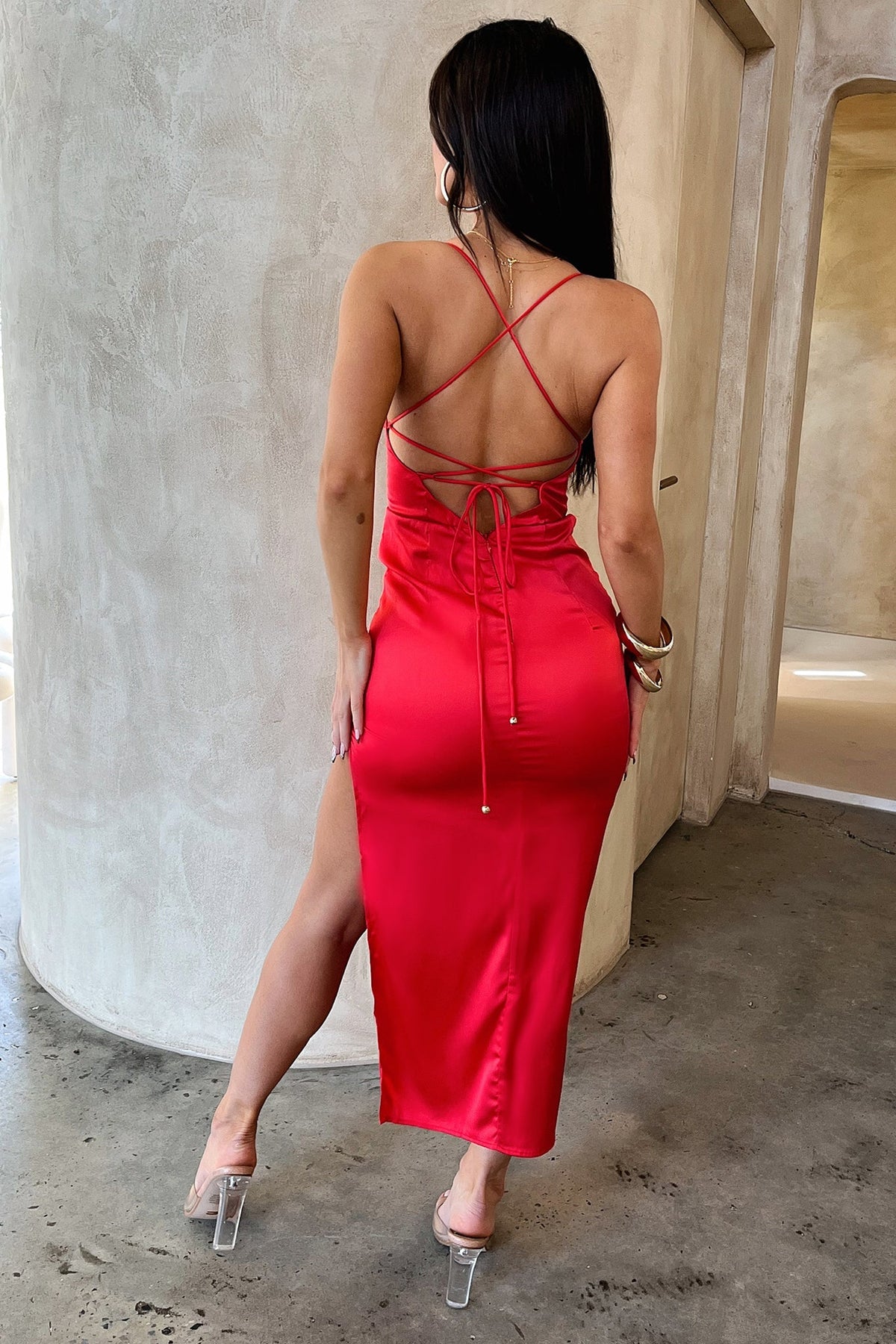 Krielle Midi Dress - Red