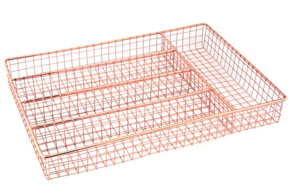 Kitchen Essentials Organisation Tidy Copper Wire Cutlery Tray - Modern Home Interiors