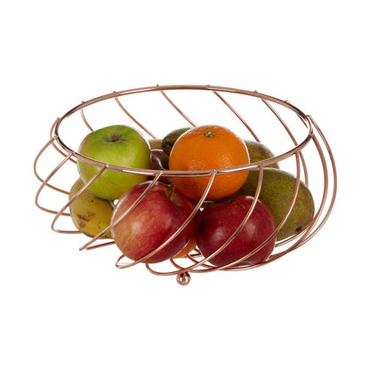 Kitchen Essentials Rose Gold Metal Rounded Fruit Basket