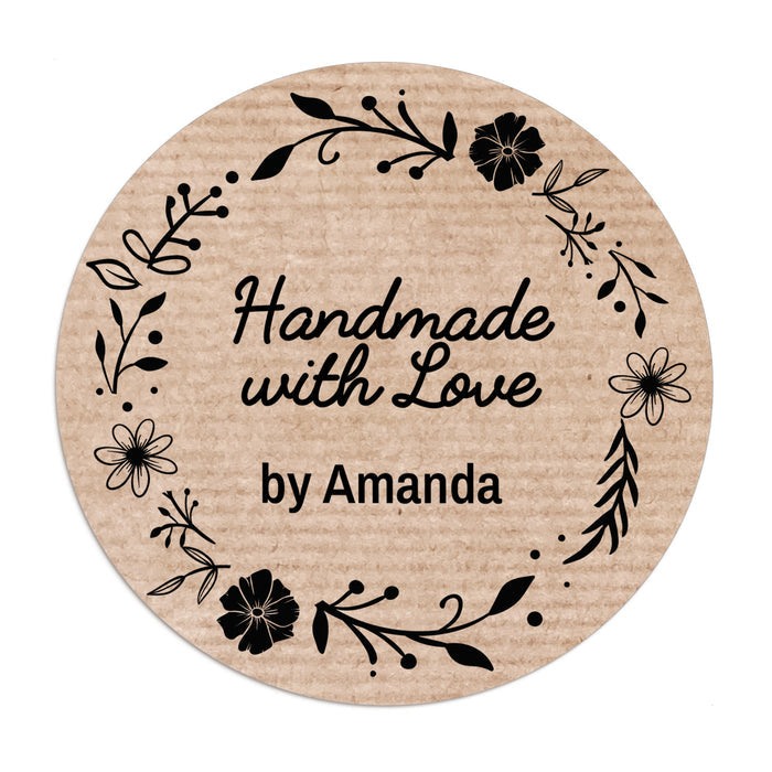 Kraft Handmade with Love Labeling Stickers