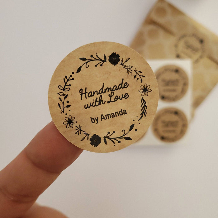 Kraft Handmade with Love Labeling Stickers - XOXOKristen