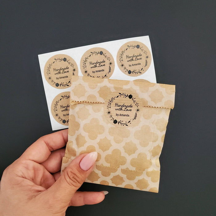 Kraft Handmade with Love Labeling Stickers - XOXOKristen