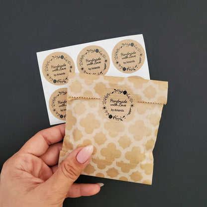 Kraft Handmade with Love Labeling Stickers - XOXOKristen