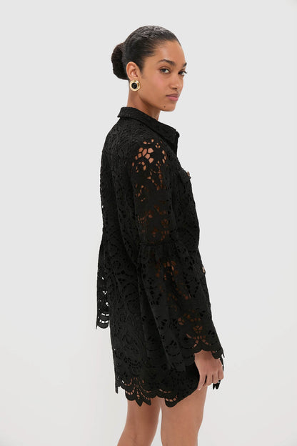 Black Lace Long Sleeve Rachael Mini Dress