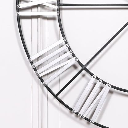 Large 102cm Metal Wall Clock with Silver Roman Numerals - Modern Home Interiors