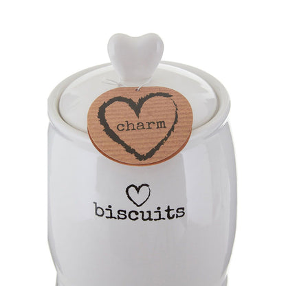 Love Heart Charm Biscuit Canister - Modern Home Interiors