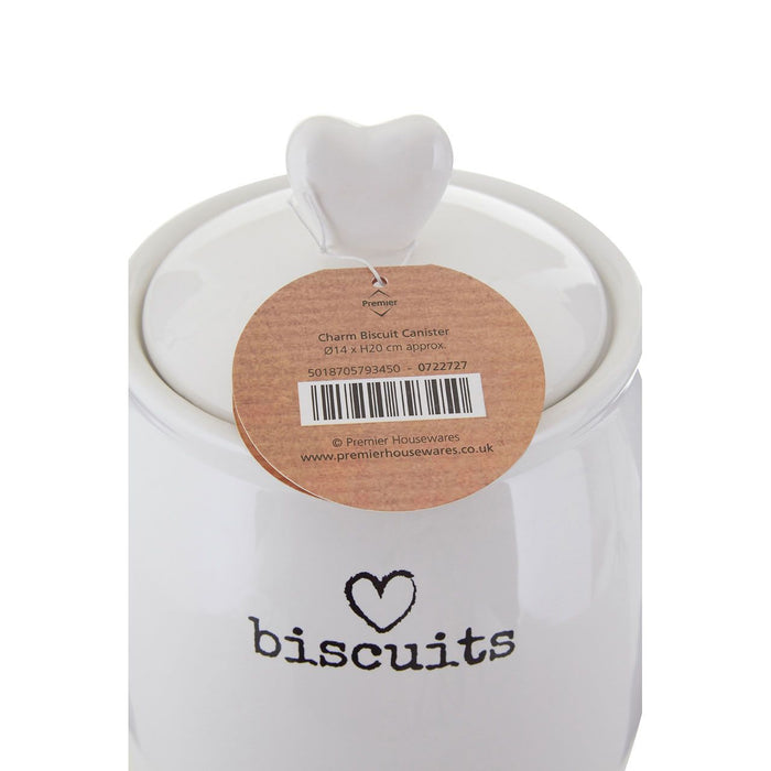 Love Heart Charm Biscuit Canister - Modern Home Interiors