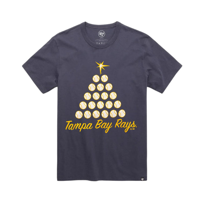 Men's '47 Navy Burst Baseball Christmas Tree Tee